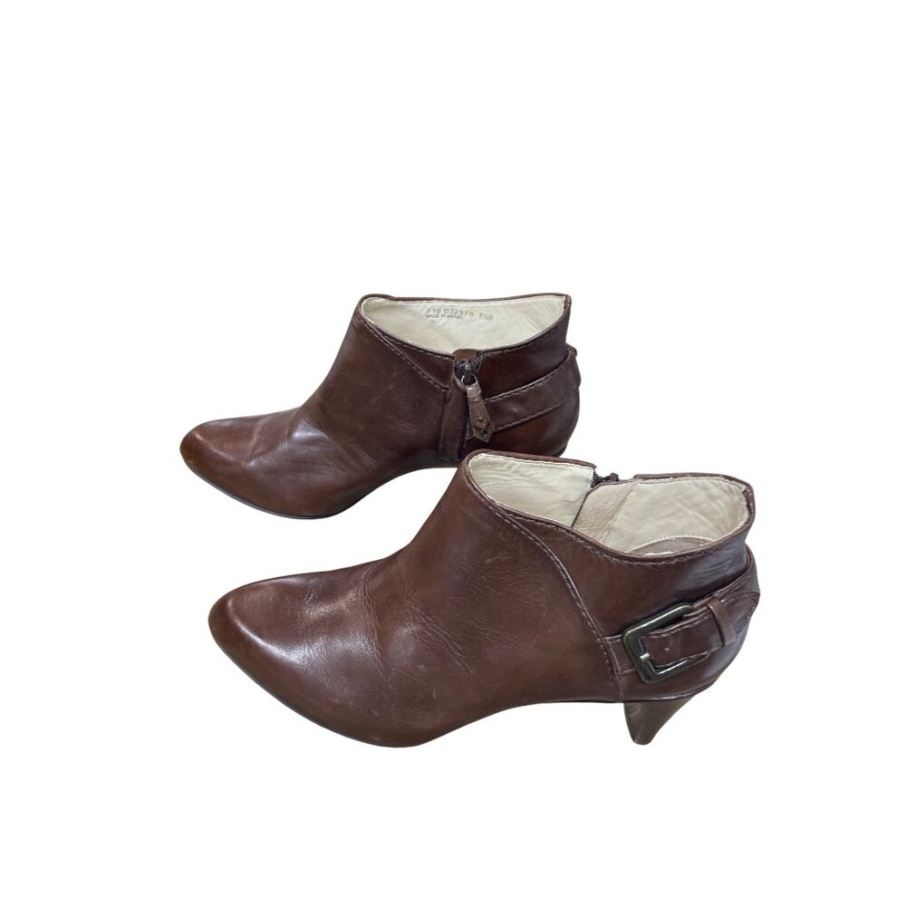 Cole Haan womans brown leather Kitt heels ankle boots Sz 7.5B SKU 9617 - Picture 4 of 13